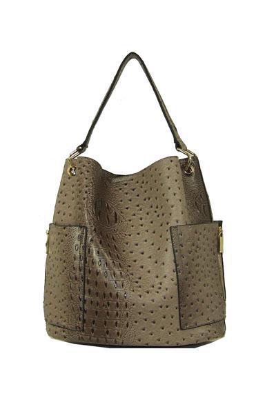 Croc Brown Oversized Hobo Vegan Leather Tote