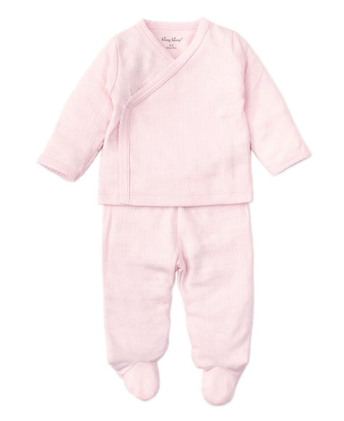 Pink Pointelle Footed Set