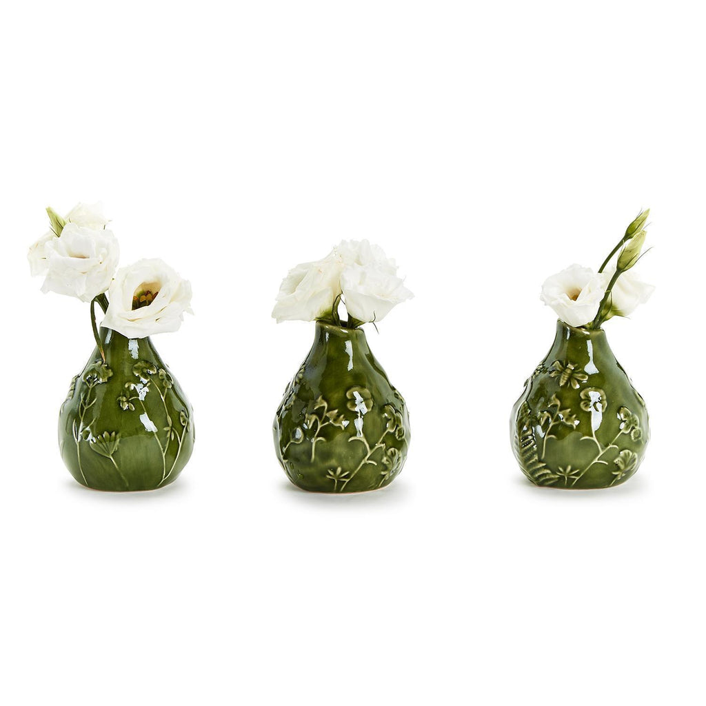 Green Floral Scape Bud Vase