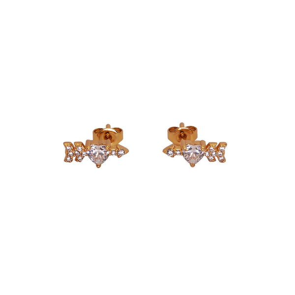 Tiny Gold Arrow Heart Stud