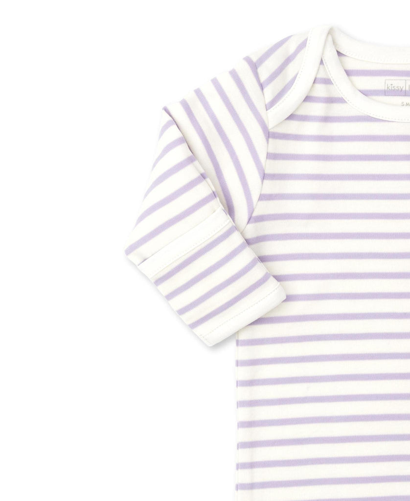 Lilac Stipe Knotted Sack Gown