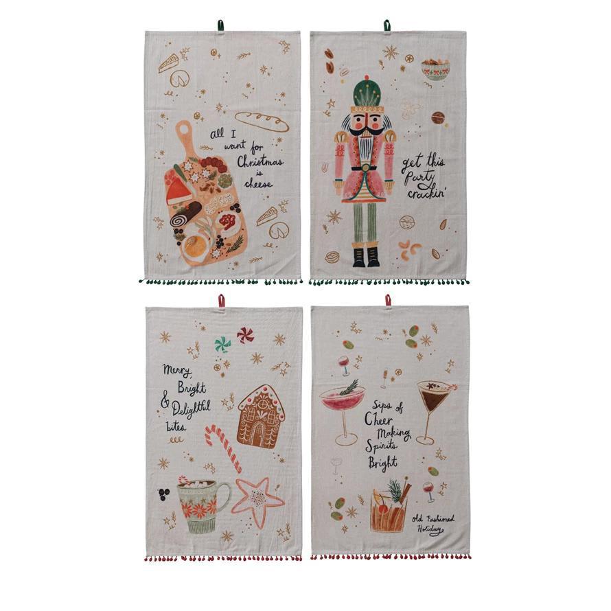 Linen Pom Tea Towel