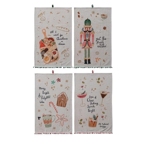 Linen Pom Tea Towel