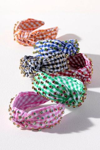 Black Gingham Embellished Headband