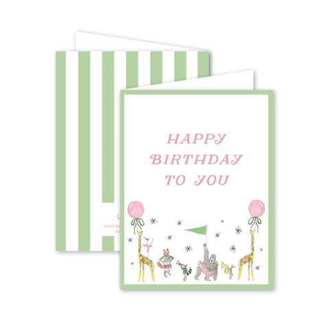 Animal Parade Green Birthday Card