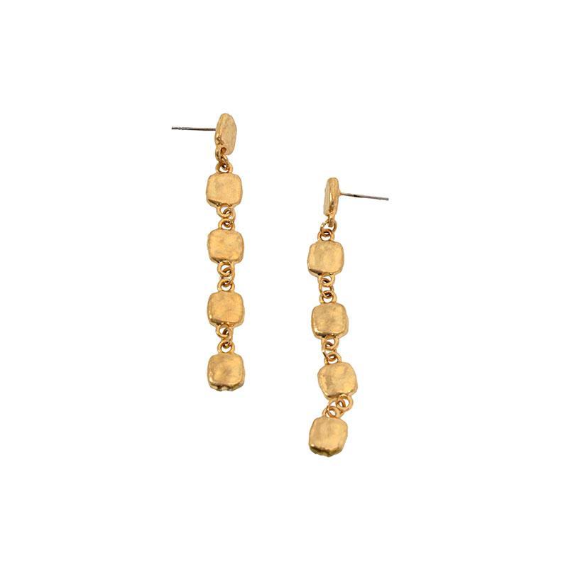 Hammered Square Dangle Earring