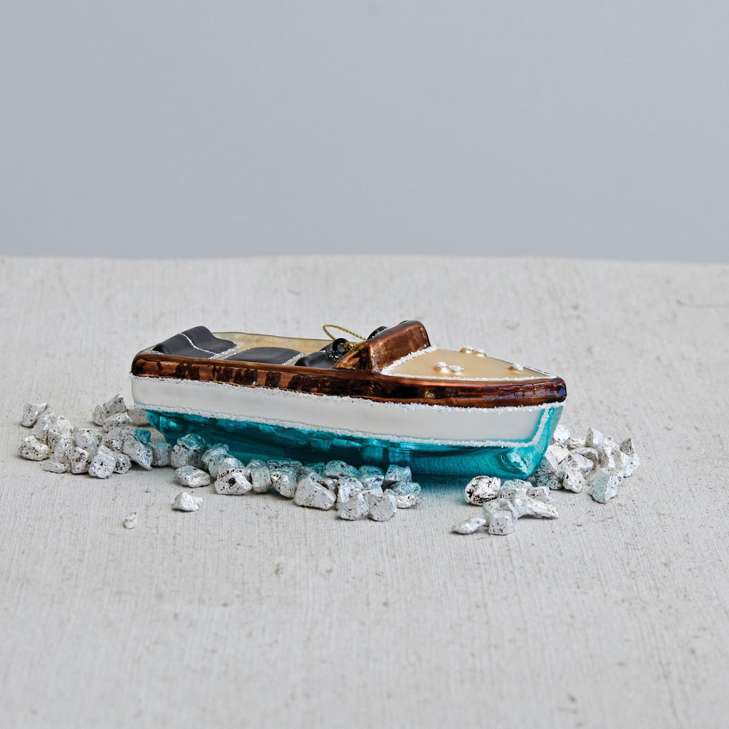 Glass Boat Ornament