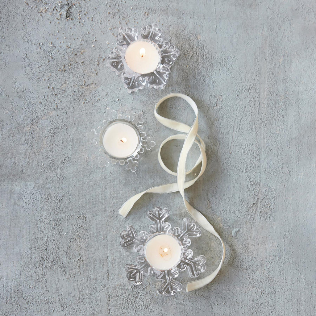 Glass Snowflake Tealight Holder