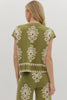 Damask Olive Knit Top