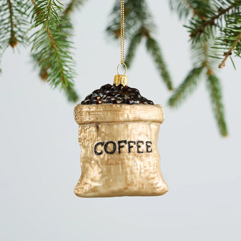Coffee Beans Glass Ornament