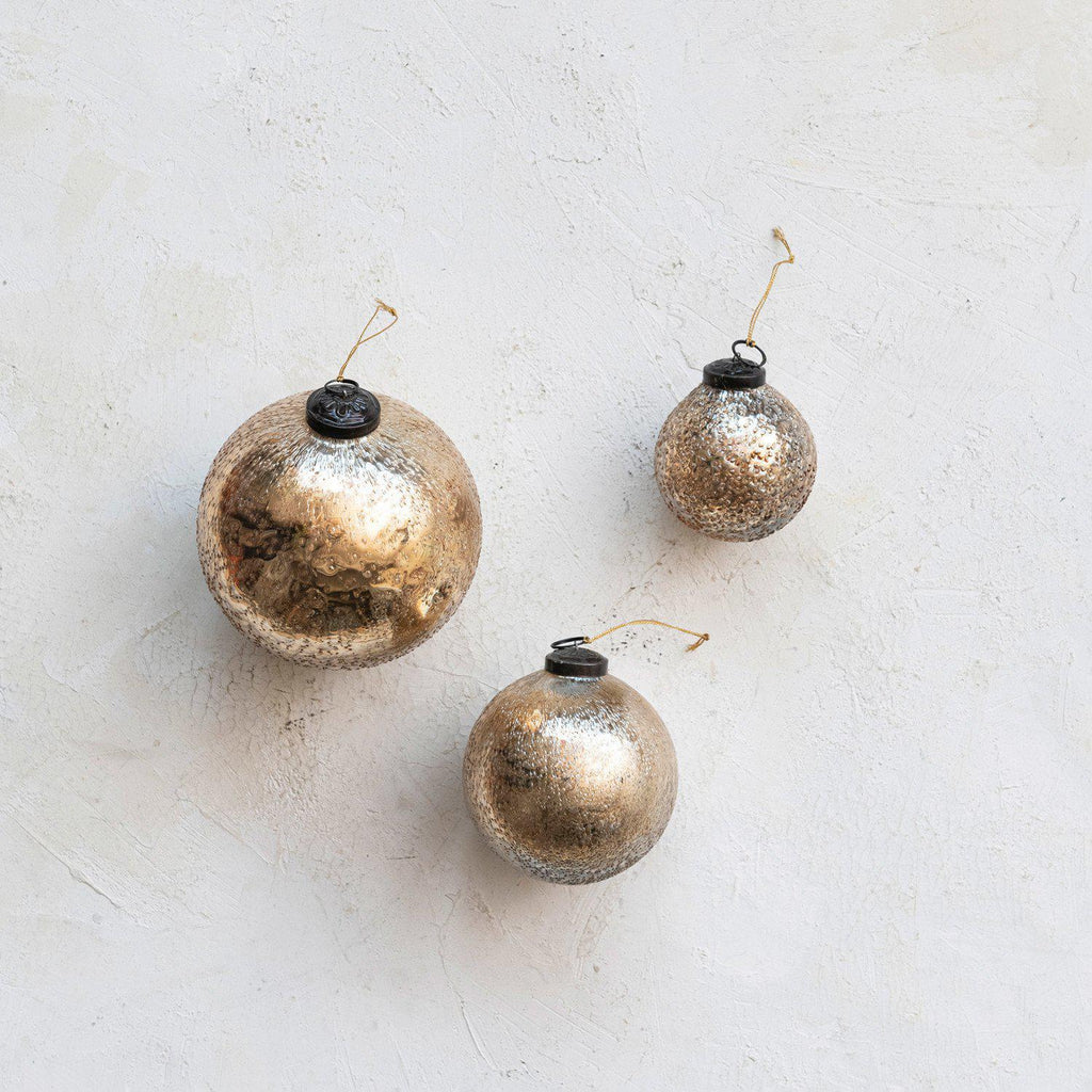 Seeded Gold Glass Ornament