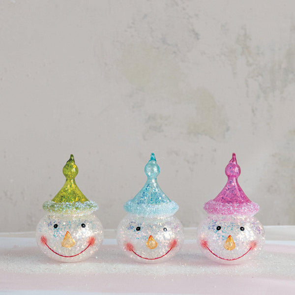 Glitter Glass Snowman Ornament