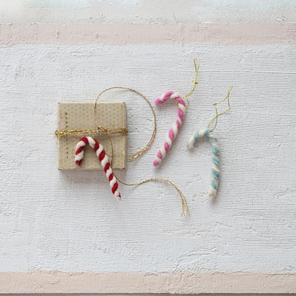 Wool Candy Cane Ornament