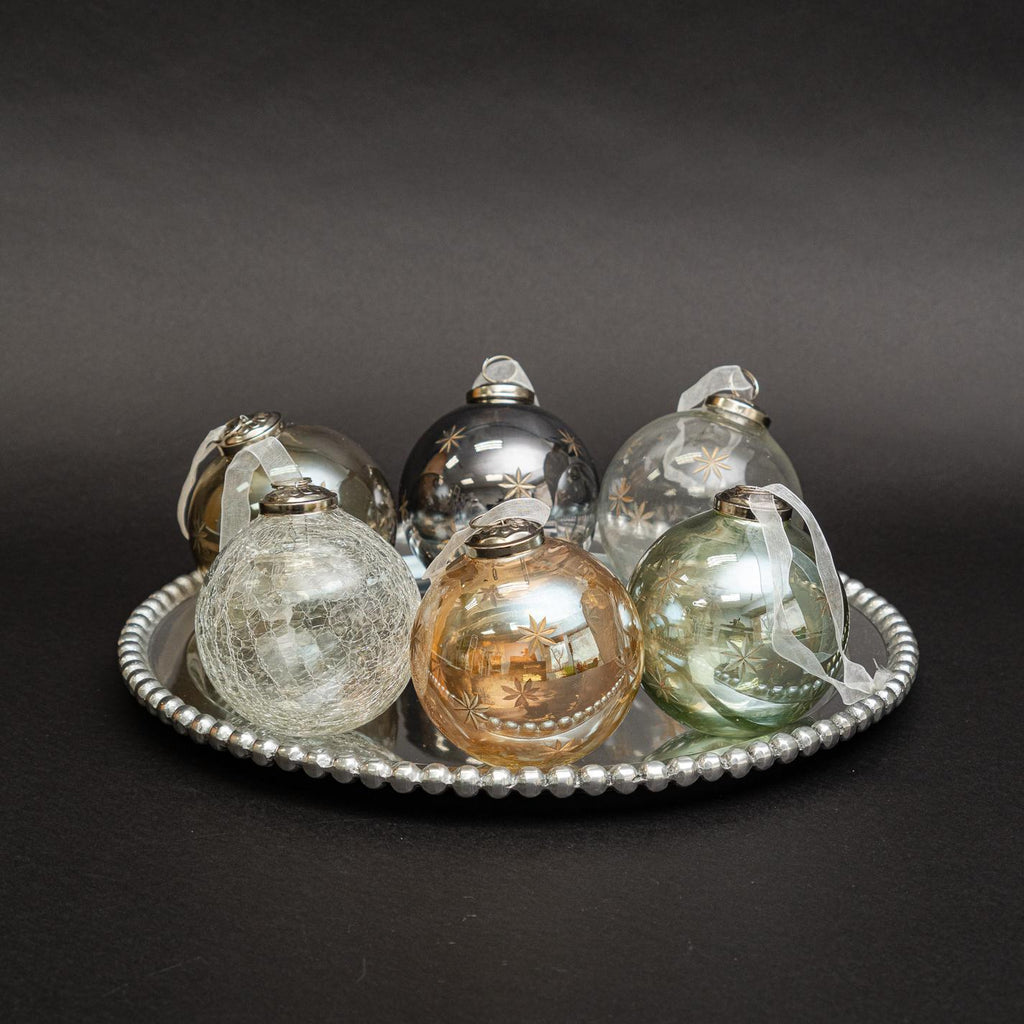 Smoke Crackle Glass Ornament