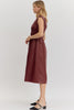Wine Leather Midi Dress