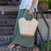 Carmen Straw Bucket Bag with Bamboo Handles