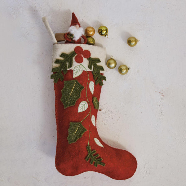 Wool Applique Stocking