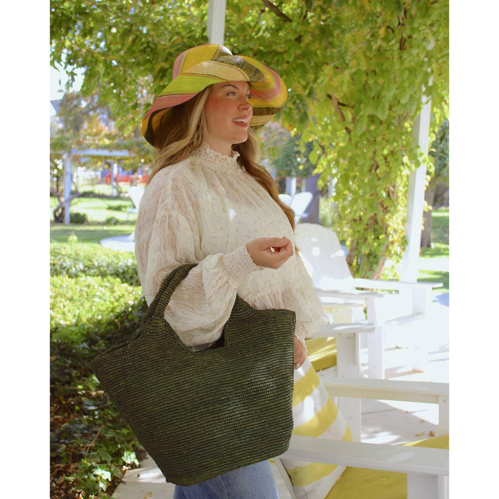 St. Tropez Heart Shaped Crochet Straw Basket