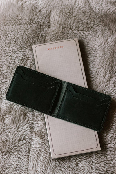 Black Distressed Leather Bifold Wallet Black