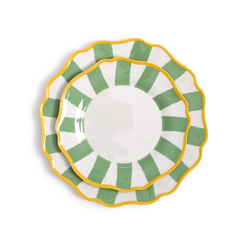 Green Stripe Melamine Plate