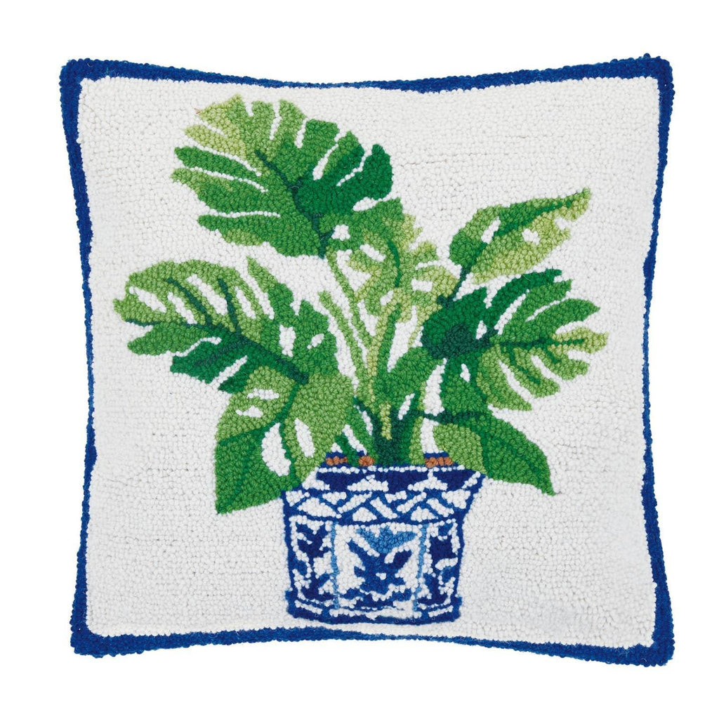 Blue Monstera Pillow