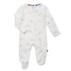 White Serene Safari organic cotton magnetic footie