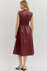 Wine Leather Midi Dress