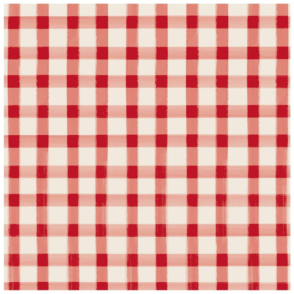 Red Painted Check Cocktail Napkin