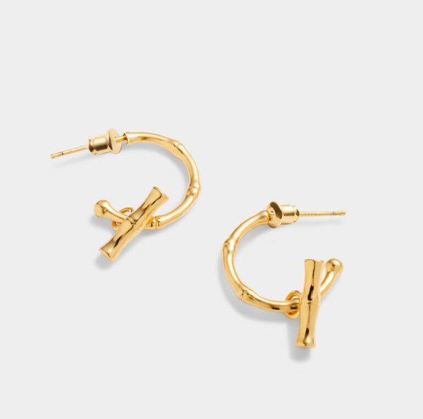 Bamboo Waterproof Gold Hoop Earring