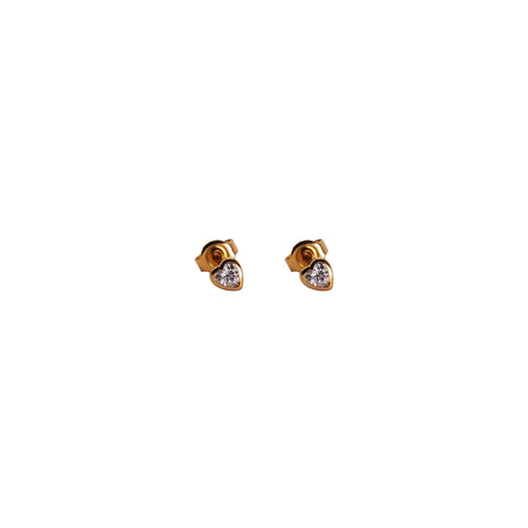 Tiny Crystal Heart Stud Earrings