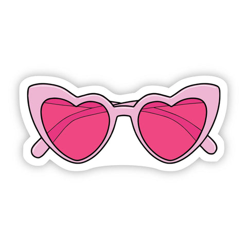 Pink Heart Sunglasses Sticker