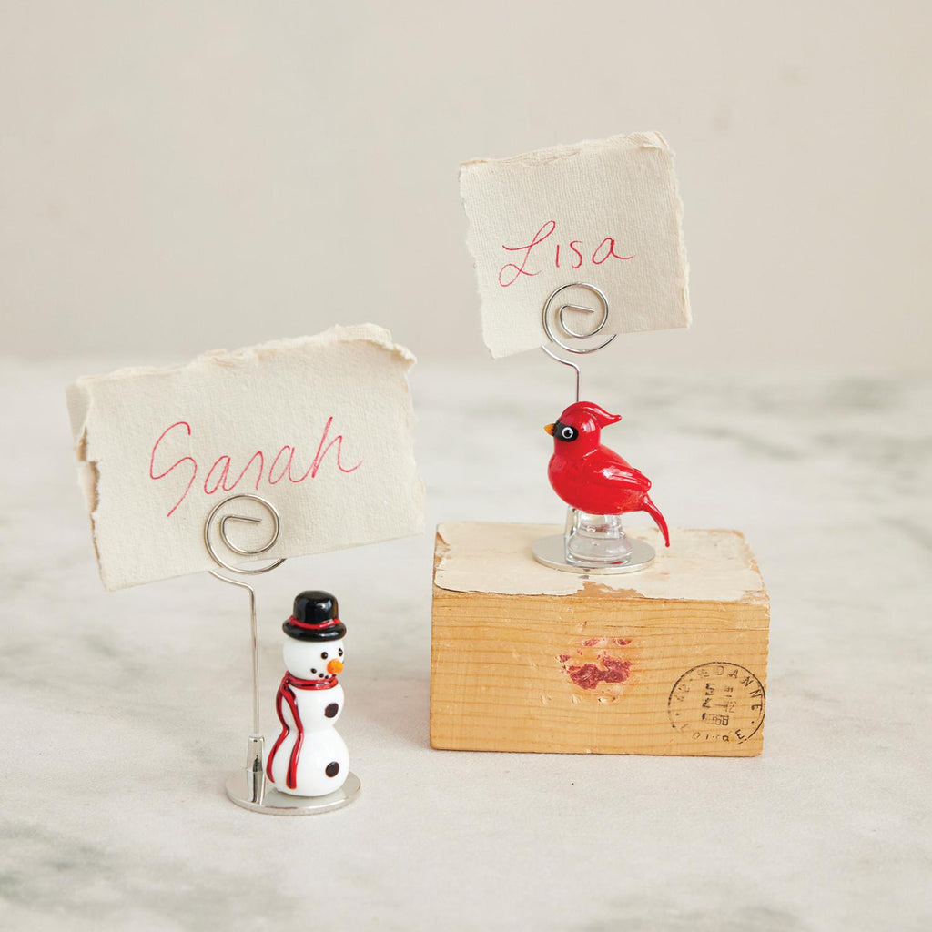 Handmade Snowman Place Card Holder