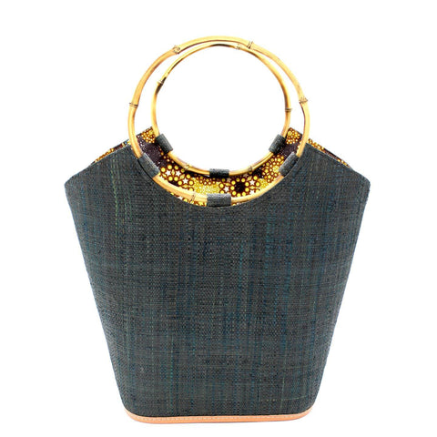 Carmen Straw Bucket Bag with Bamboo Handles