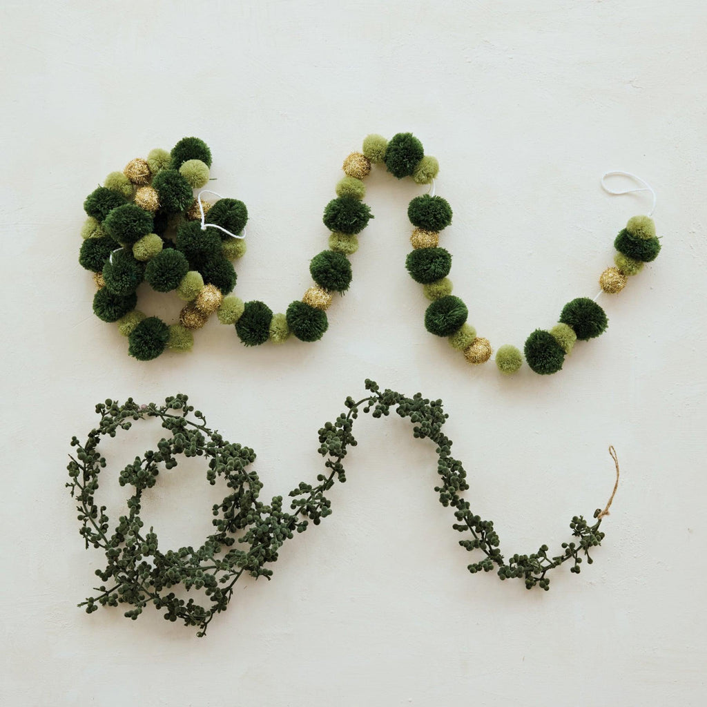 Flocked Berry Green Garland