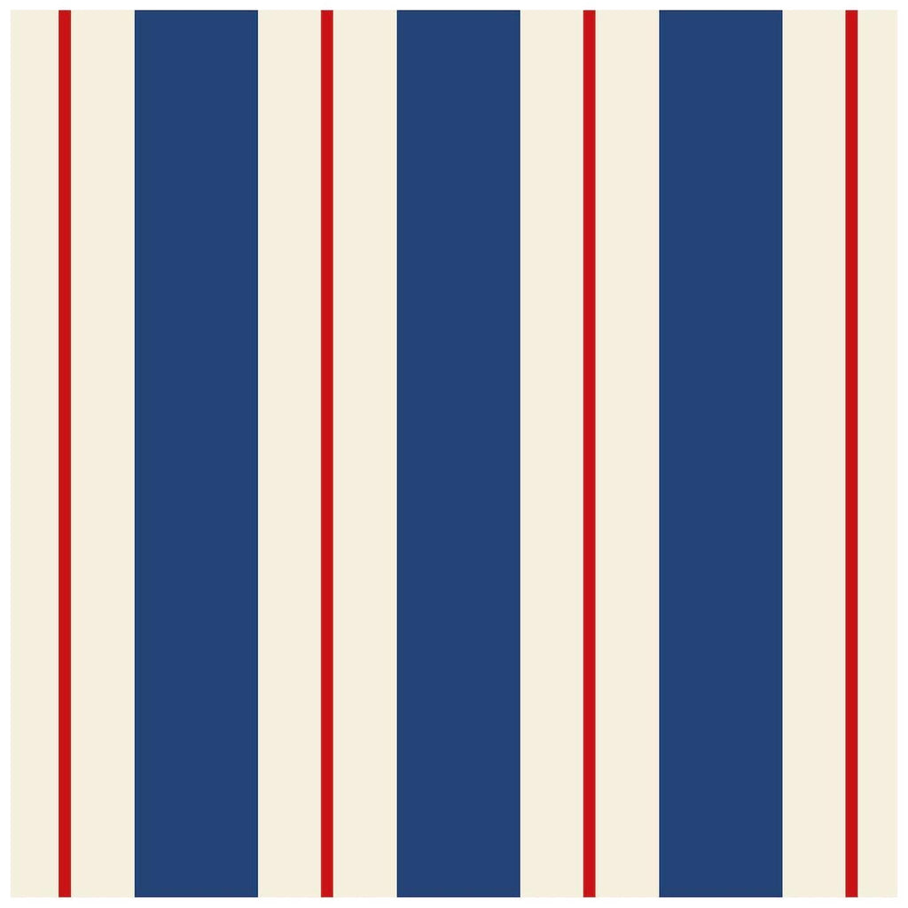 Navy & Red Awning Stripe Cocktail Napkin