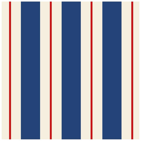 Navy & Red Awning Stripe Cocktail Napkin