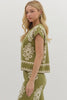 Damask Olive Knit Top