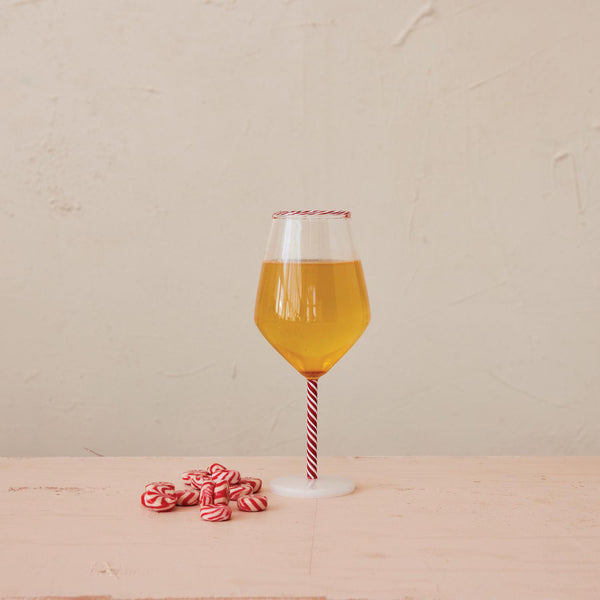Candy Cane Wine Glass