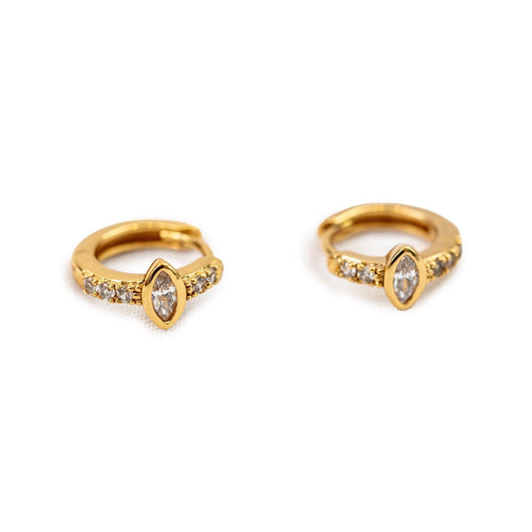 Pave Marquise Shape Hoop Earrings