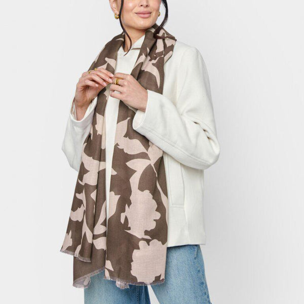 Abstract Chocolate Floral Scarf