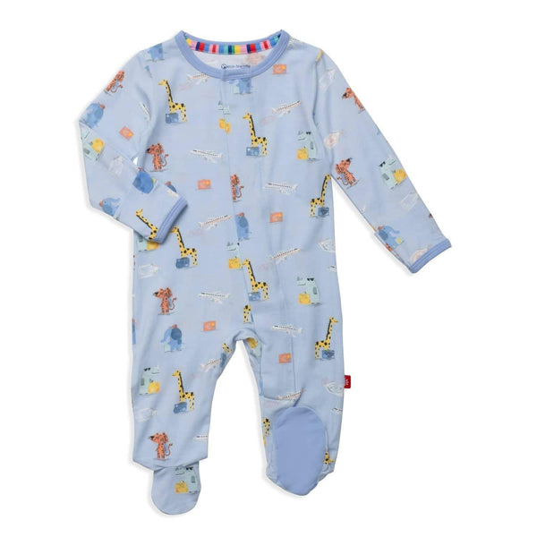 Hand Smocked Charmed Blue Footie with Collar – Blume Organics