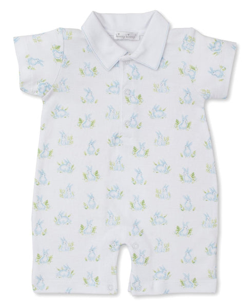 Cotton Hollow Blue Playsuit