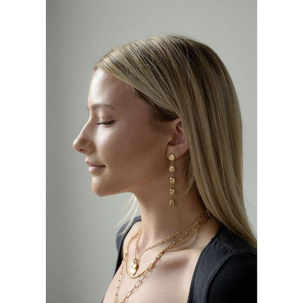 Hammered Square Dangle Earring