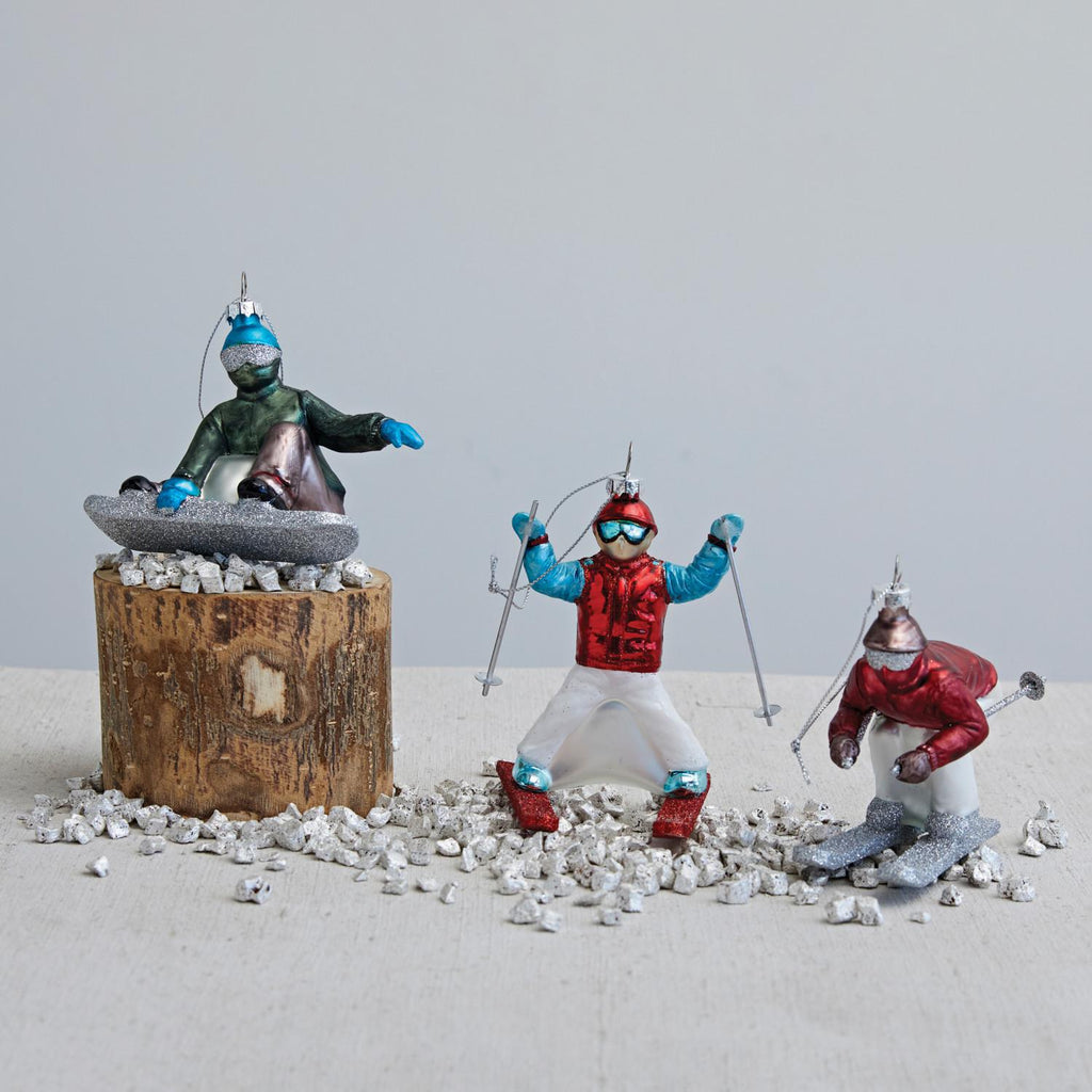 Glass Skier Ornament