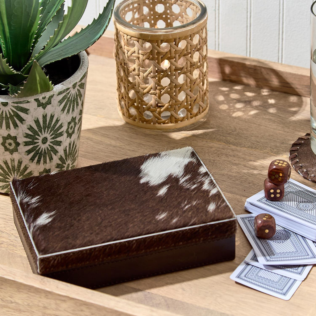 Genuine Cowhide Playing Card Set in Hand-Crafted Box