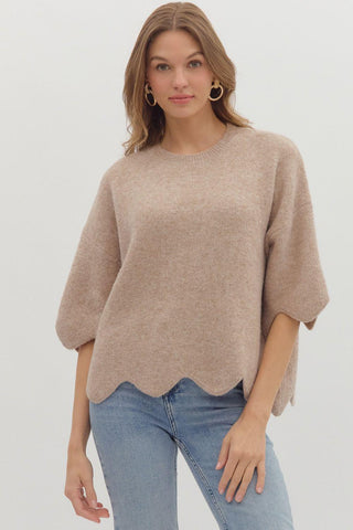 Scallop Taupe Top