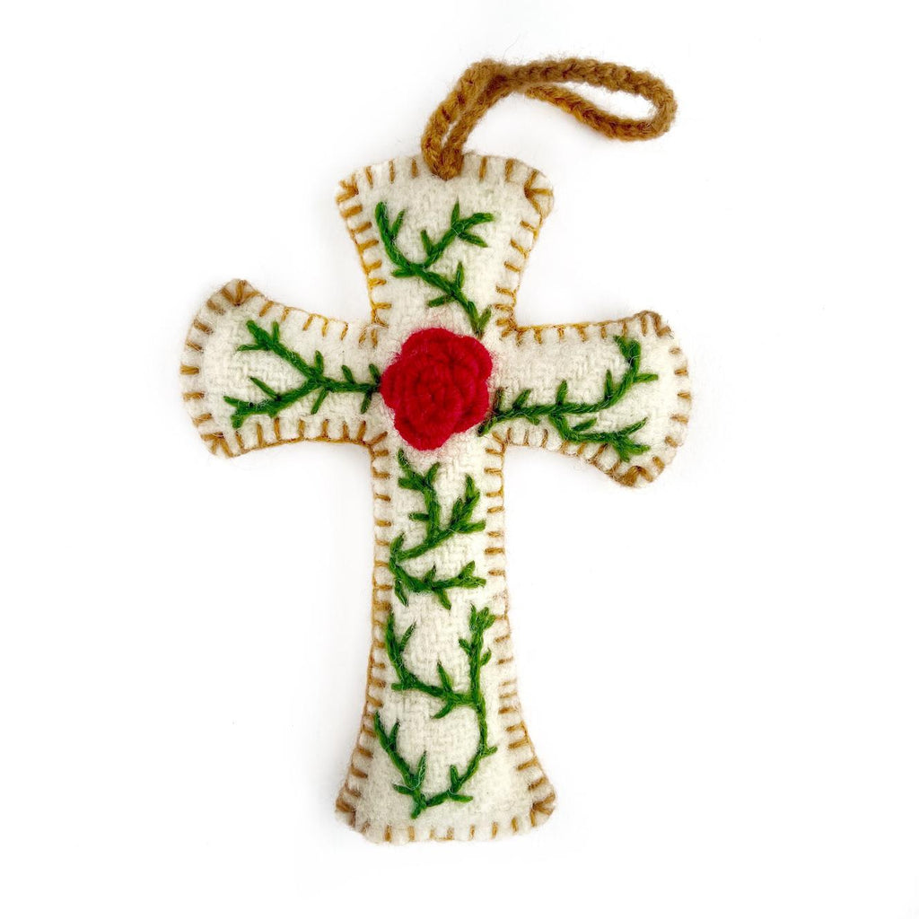 Cross Rose Ornament