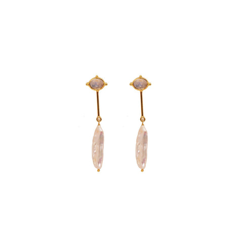 Moonstone Pearl Dangle Earrings