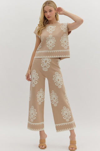 Damask Taupe Knit Bottom