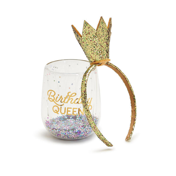 Birthday Queen Glass & Crown Headband